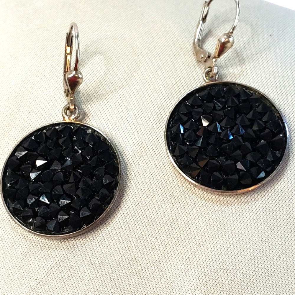 Sterling Silver Swarovski Black Crystal Earrings